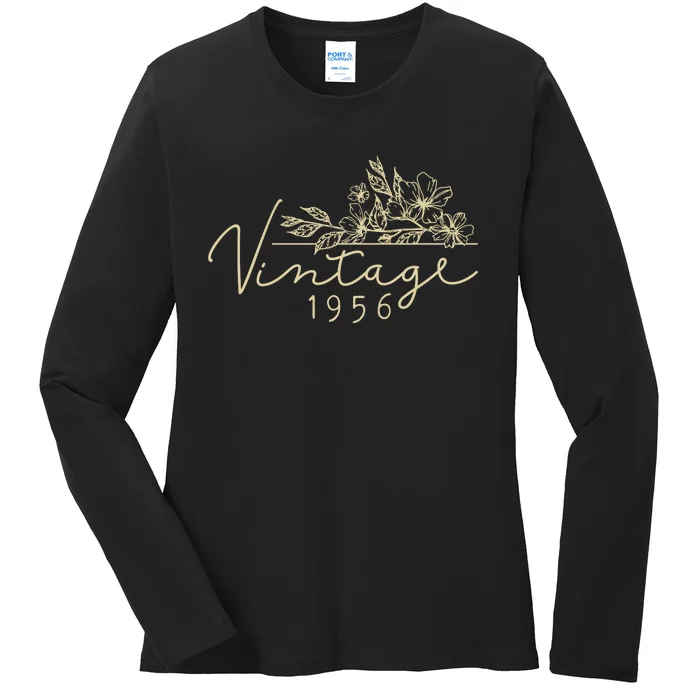 1956 Birthday Retro Original Parts 67th Birthday Ladies Long Sleeve Shirt