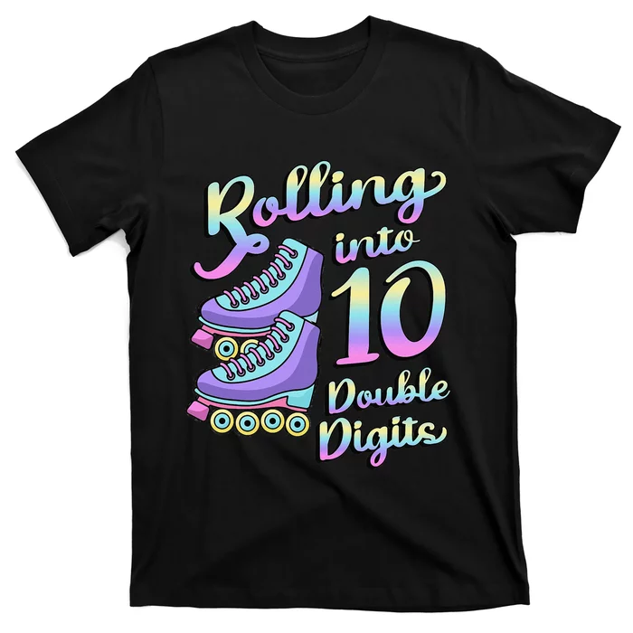 10th Birthday Rolling Into 10 Double Digits Roller Skate T-Shirt