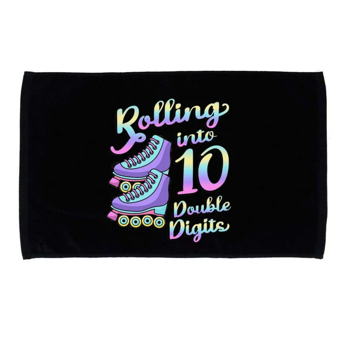 10th Birthday Rolling Into 10 Double Digits Roller Skate Microfiber Hand Towel