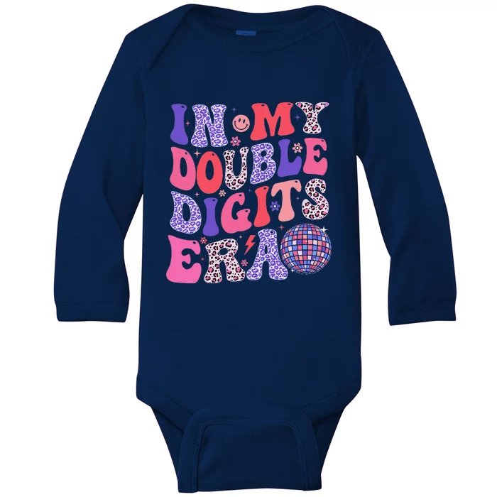 10th Birthday Retro In My Double Digits Era Baby Long Sleeve Bodysuit