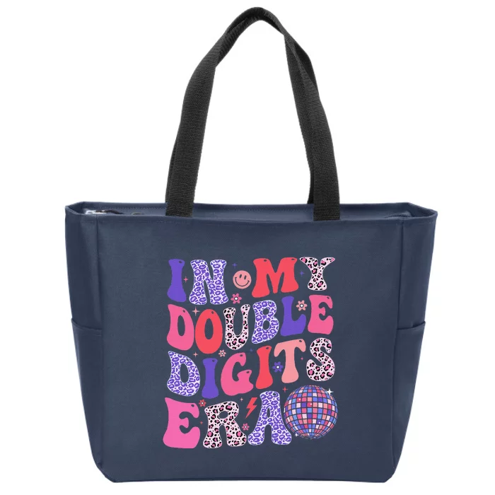 10th Birthday Retro In My Double Digits Era Zip Tote Bag