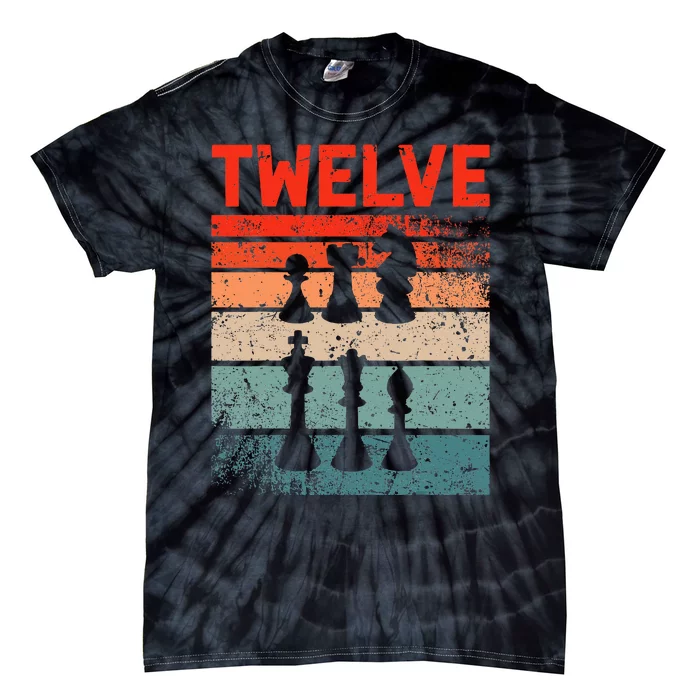 12th Birthday Retro Chess 12 Years Old Tie-Dye T-Shirt