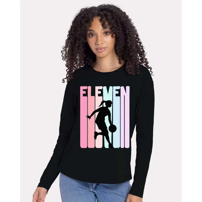 11th Birthday Retro Basketball Player 11 Years Old Womens Cotton Relaxed Long Sleeve T-Shirt