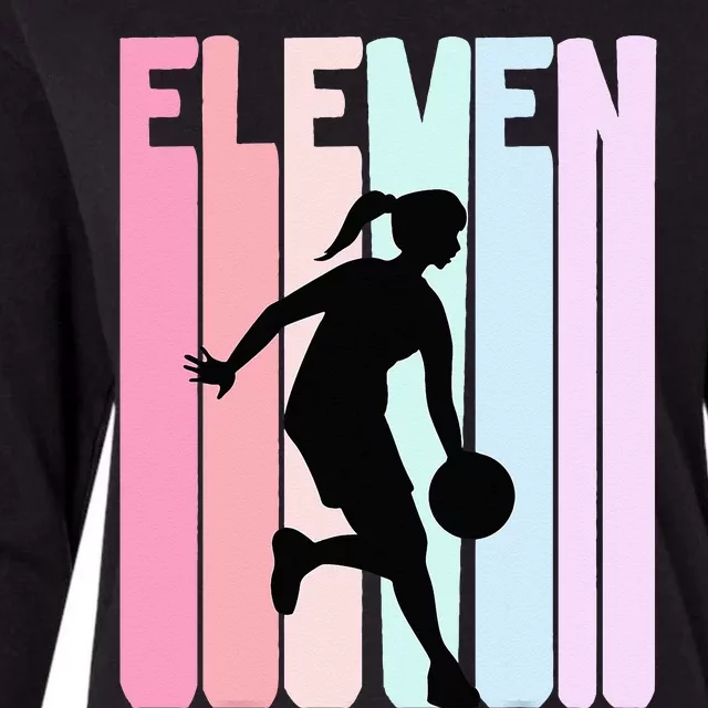 11th Birthday Retro Basketball Player 11 Years Old Womens Cotton Relaxed Long Sleeve T-Shirt