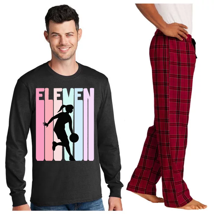 11th Birthday Retro Basketball Player 11 Years Old Long Sleeve Pajama Set