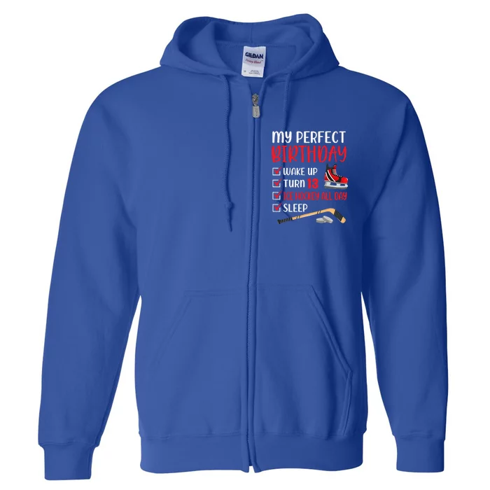 13th Birthday Retro Ice Hockey 13 Years Old Full Zip Hoodie