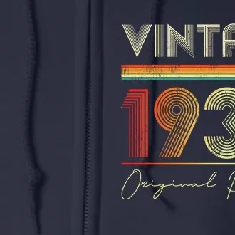 1933 Birthday Retro Original Parts 90th Birthday Full Zip Hoodie