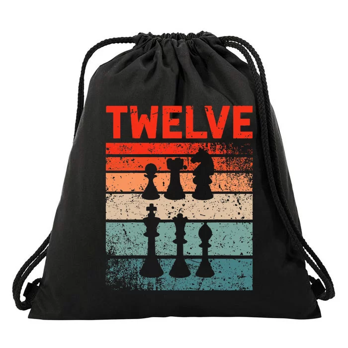 12th Birthday Retro Chess 12 Years Old Drawstring Bag