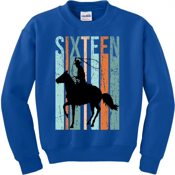 16th Birthday Retro Rodeo Horse Lovers Cow Rider Teen Gift Kids Sweatshirt