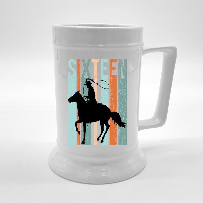 16th Birthday Retro Rodeo Horse Lovers Cow Rider Teen Gift Front & Back Beer Stein