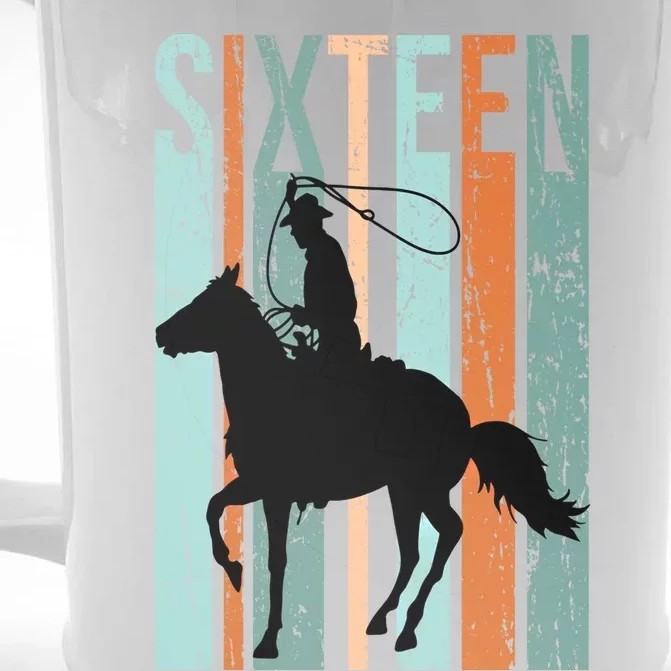 16th Birthday Retro Rodeo Horse Lovers Cow Rider Teen Gift Front & Back Beer Stein