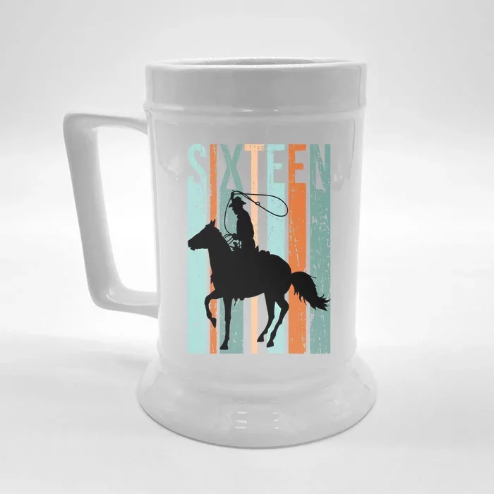 16th Birthday Retro Rodeo Horse Lovers Cow Rider Teen Gift Front & Back Beer Stein