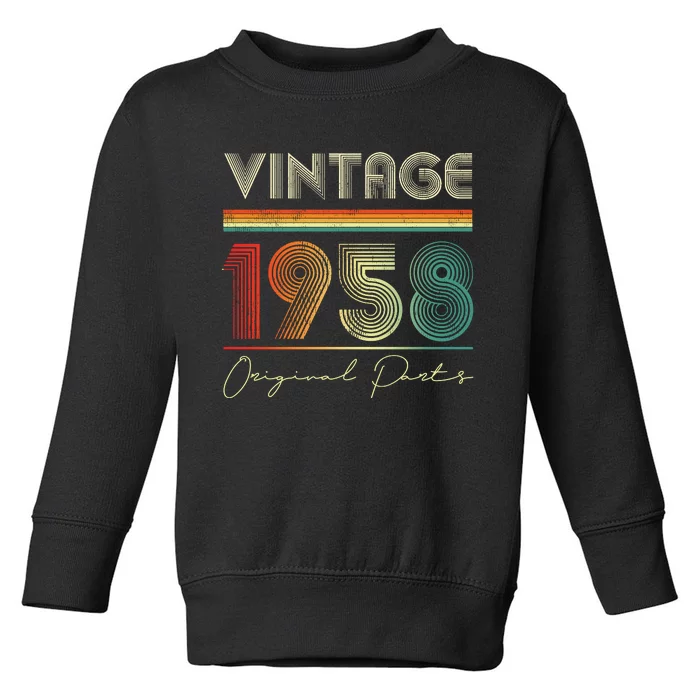 1958 Birthday Retro Original Parts 65th Birthday Toddler Sweatshirt