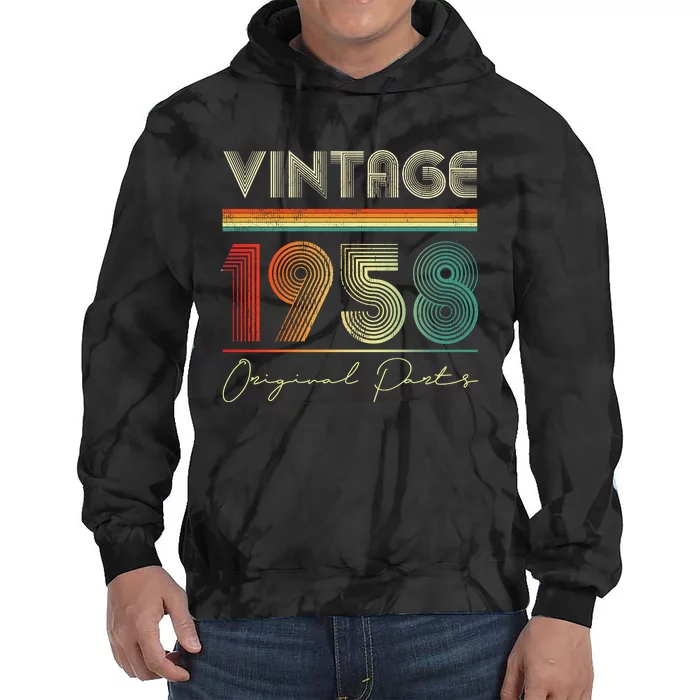 1958 Birthday Retro Original Parts 65th Birthday Tie Dye Hoodie