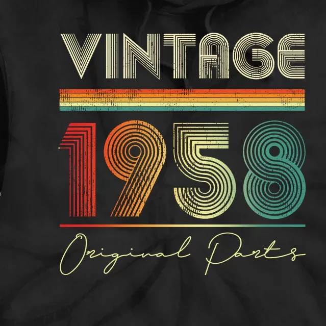 1958 Birthday Retro Original Parts 65th Birthday Tie Dye Hoodie