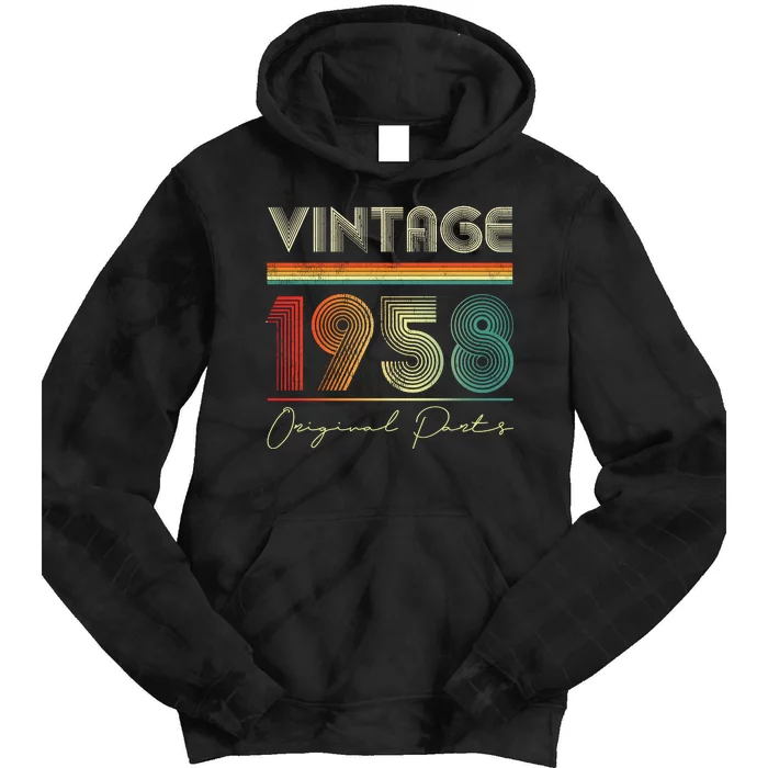 1958 Birthday Retro Original Parts 65th Birthday Tie Dye Hoodie