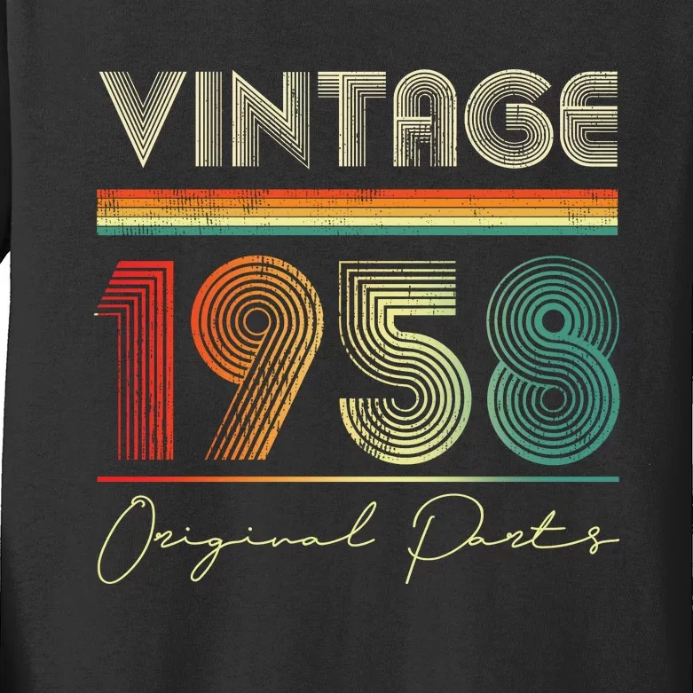 1958 Birthday Retro Original Parts 65th Birthday Kids Long Sleeve Shirt