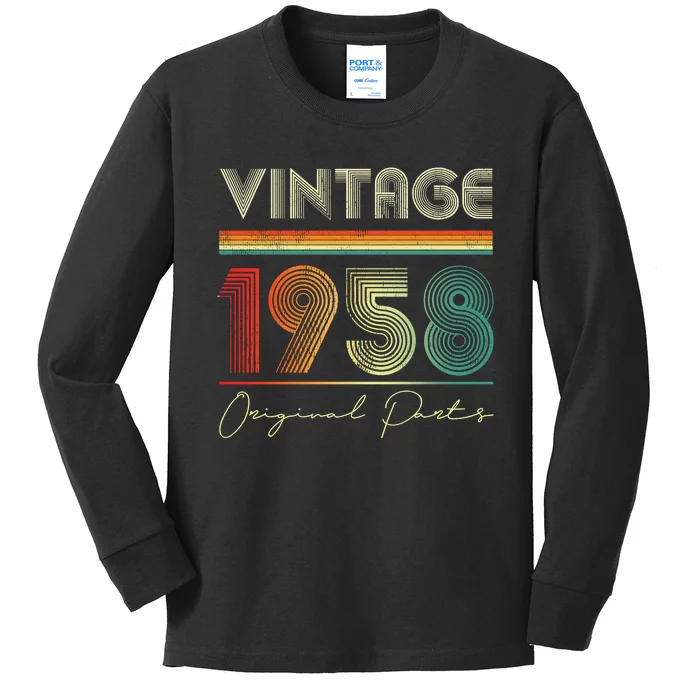 1958 Birthday Retro Original Parts 65th Birthday Kids Long Sleeve Shirt