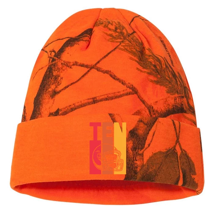 10th Birthday Retro American Football 10 Years Old Meaningful Gift Kati - 12in Camo Beanie