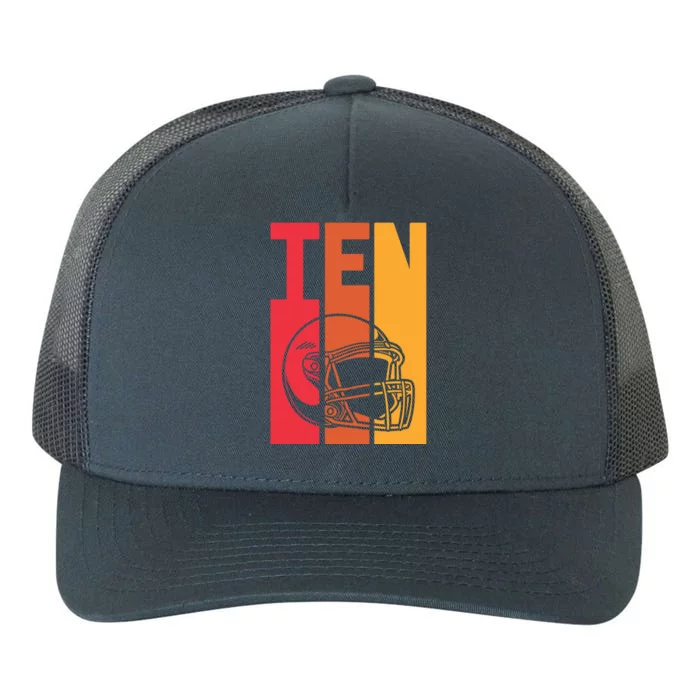 10th Birthday Retro American Football 10 Years Old Meaningful Gift Yupoong Adult 5-Panel Trucker Hat