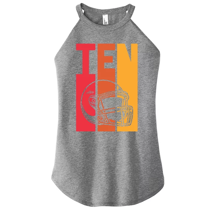 10th Birthday Retro American Football 10 Years Old Meaningful Gift Women’s Perfect Tri Rocker Tank