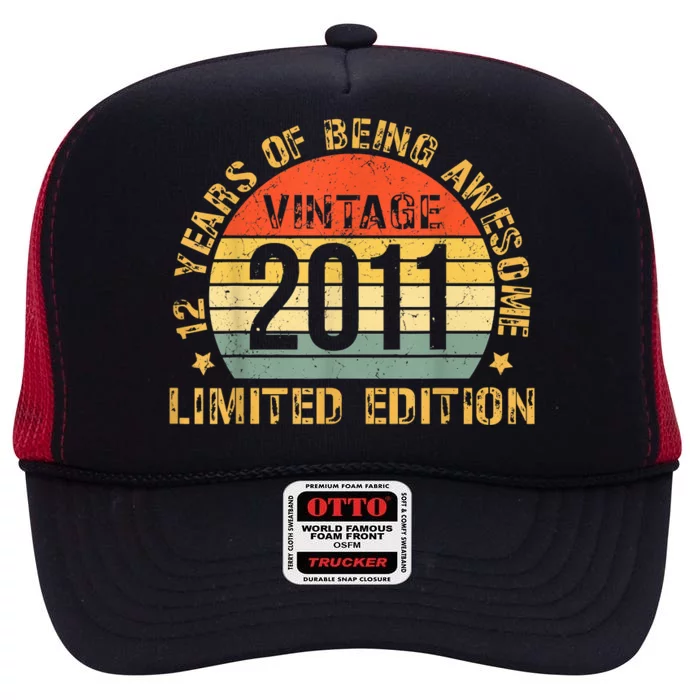 12yr BDay Son Boy Funny 2011 12th 12 Year Old Birthday High Crown Mesh Trucker Hat