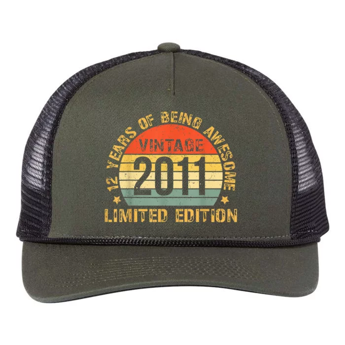 12yr BDay Son Boy Funny 2011 12th 12 Year Old Birthday Retro Rope Trucker Hat Cap