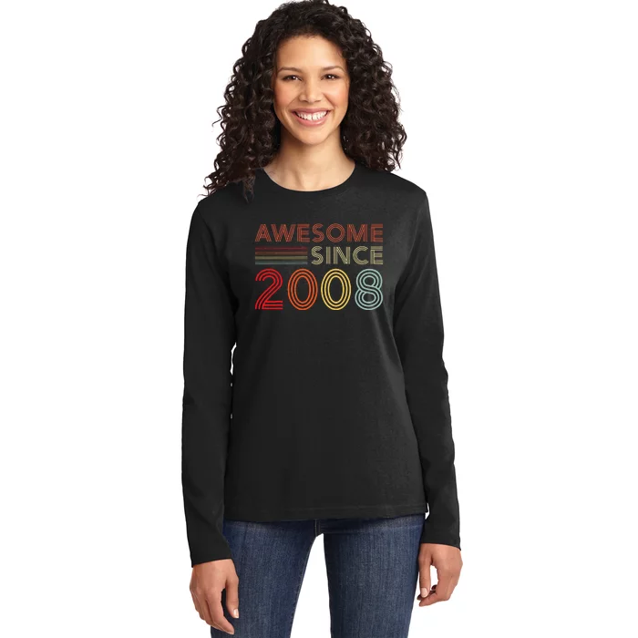 15yr BDay Son Boy Funny 2008 15th 15 Year Old Birthday Ladies Long Sleeve Shirt