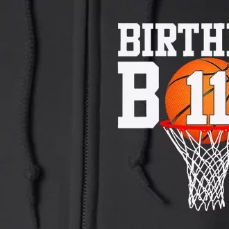 11th Birthday Sport 11 Years Old Basketball 11 Full Zip Hoodie