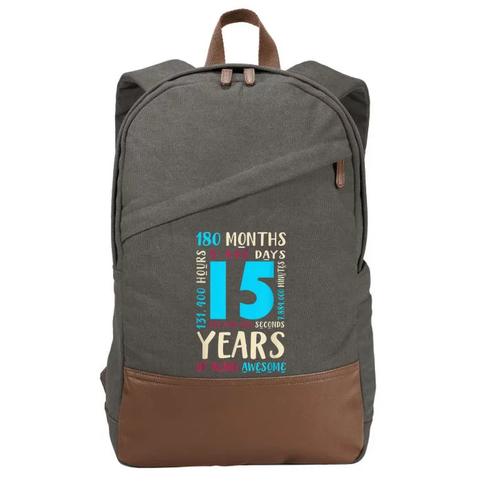 15th Birthday Shirt for  Gift for 15 Year Old Boy Girl Cotton Canvas Backpack