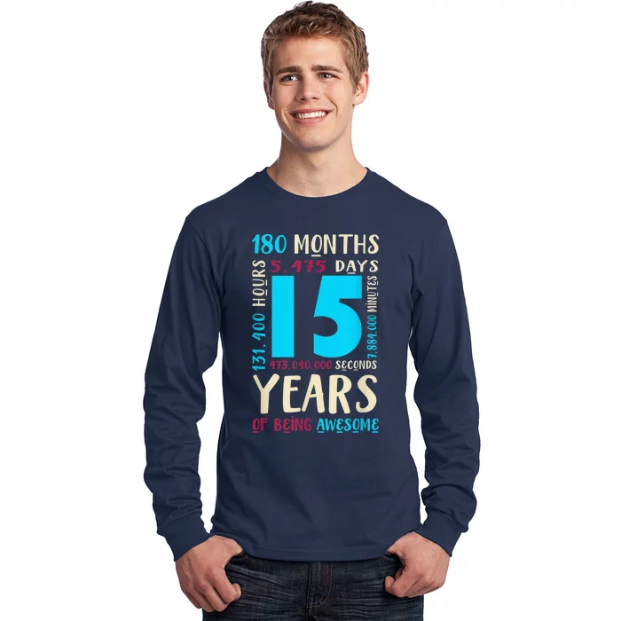 15th Birthday Shirt for  Gift for 15 Year Old Boy Girl Long Sleeve Shirt