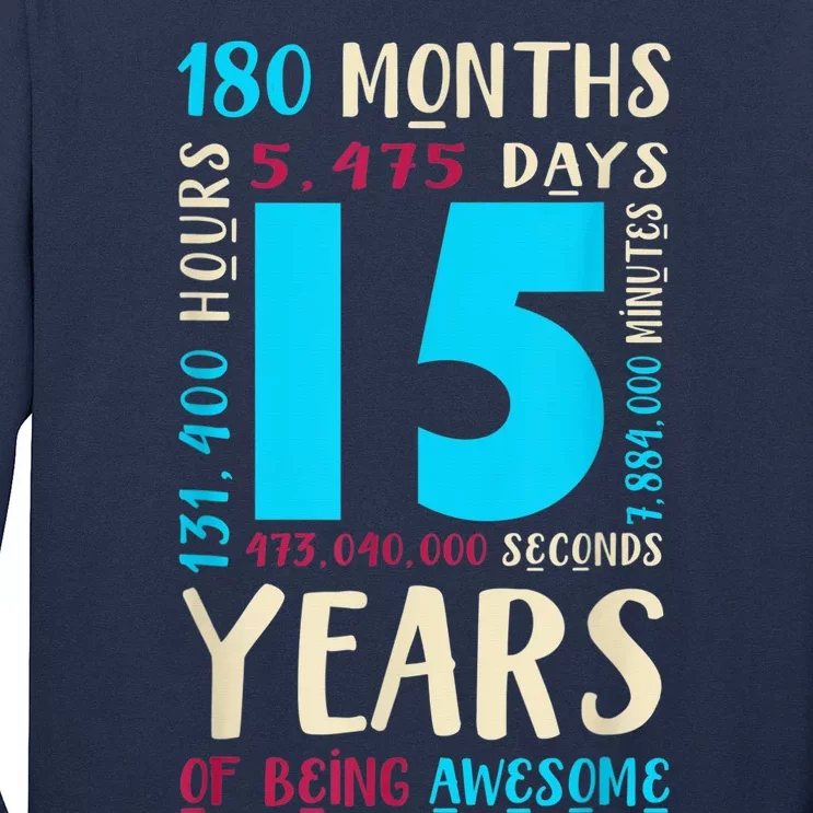 15th Birthday Shirt for  Gift for 15 Year Old Boy Girl Long Sleeve Shirt