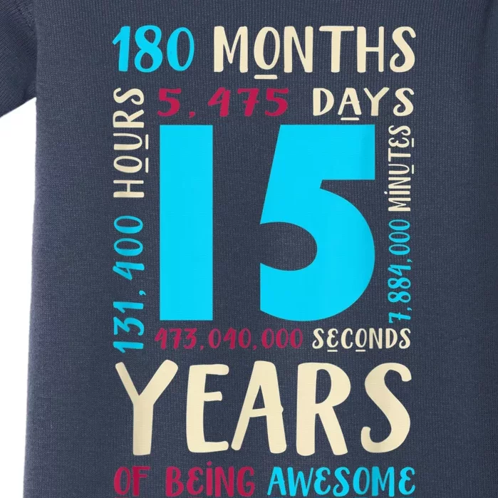 15th Birthday Shirt for  Gift for 15 Year Old Boy Girl Baby Bodysuit