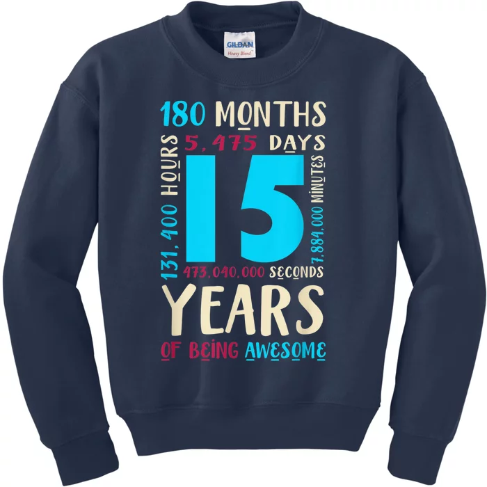 15th Birthday Shirt for  Gift for 15 Year Old Boy Girl Kids Sweatshirt