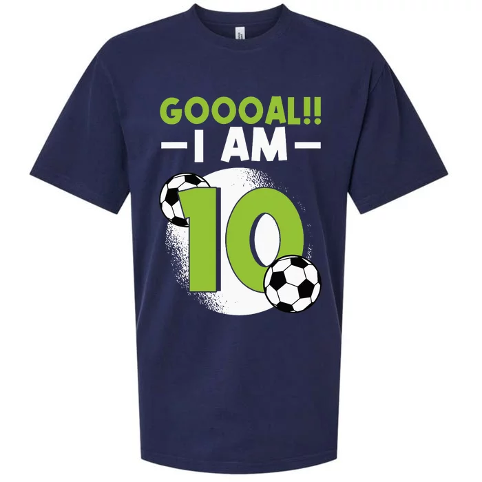 10th Birthday Soccer Themed Birthday 10 Years Old Sueded Cloud Jersey T-Shirt