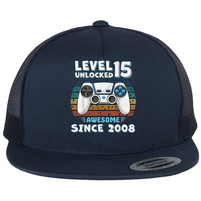 15yr BDay Son Boy Funny Gamer 15th 15 Year Old Birthday Flat Bill Trucker Hat