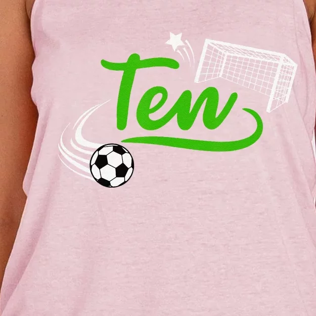 10th Birthday Soccer Ten Year Old Soccer Player Women's Knotted Racerback Tank