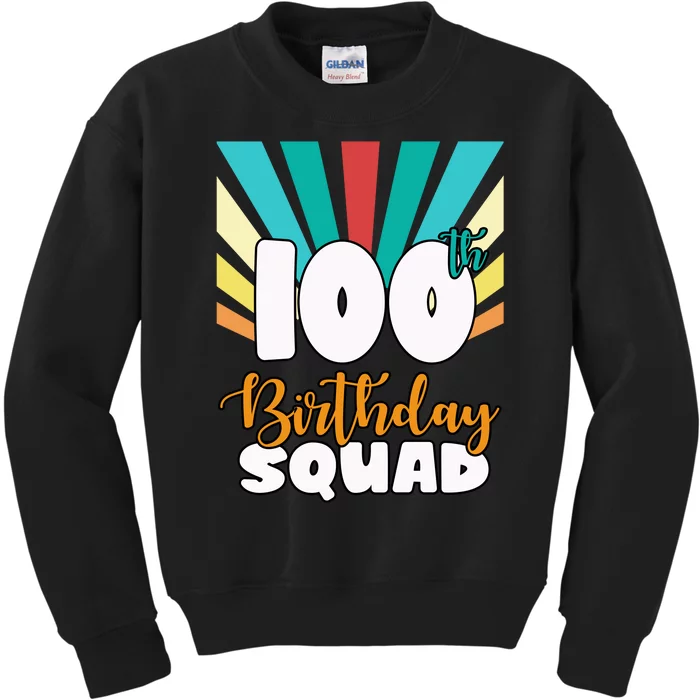 100th Birthday Squad 100 Years Old Kids Sweatshirt