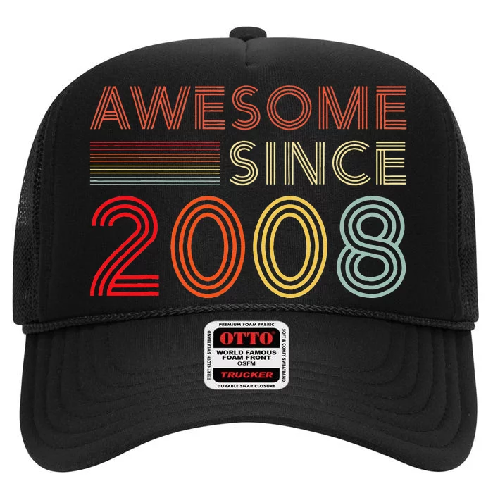 15yr BDay Son Boy Funny 2008 15th 15 Year Old Birthday High Crown Mesh Trucker Hat