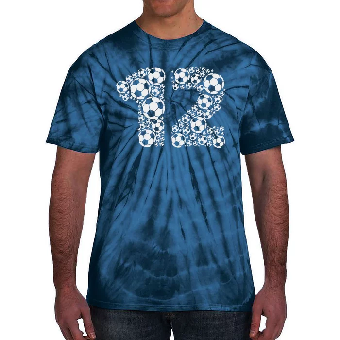 12th Birthday Soccer Graphic 12 Years Tie-Dye T-Shirt