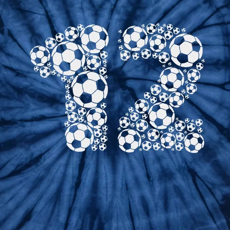 12th Birthday Soccer Graphic 12 Years Tie-Dye T-Shirt