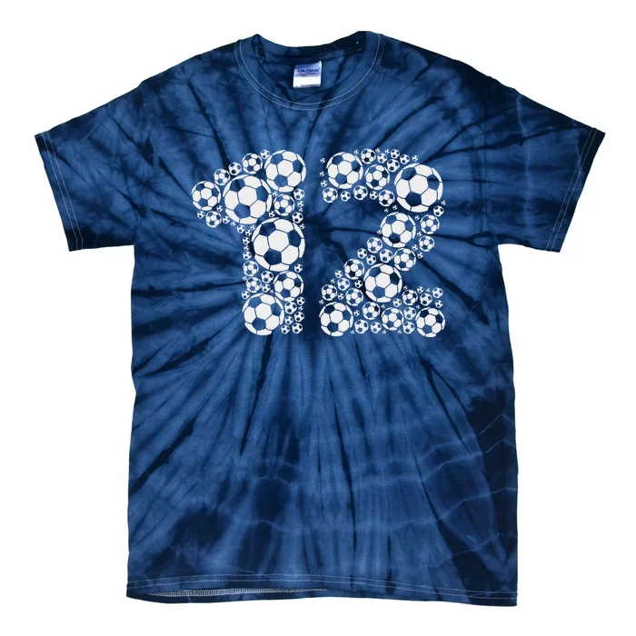 12th Birthday Soccer Graphic 12 Years Tie-Dye T-Shirt