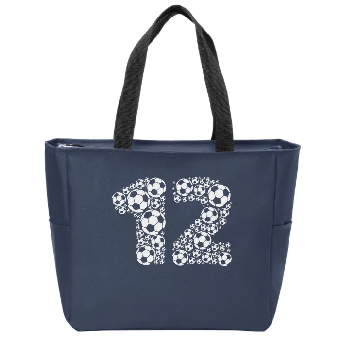 12th Birthday Soccer Graphic 12 Years Zip Tote Bag