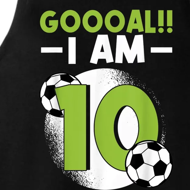 10th Birthday Soccer Themed Birthday Party 10 Years Old Ladies Tri-Blend Wicking Tank