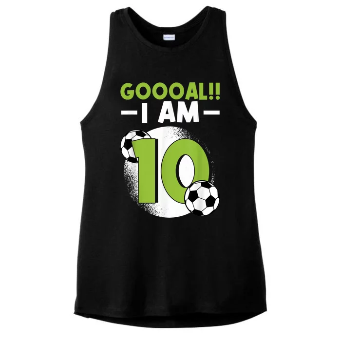 10th Birthday Soccer Themed Birthday Party 10 Years Old Ladies Tri-Blend Wicking Tank