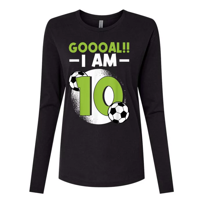 10th Birthday Soccer Themed Birthday Party 10 Years Old Womens Cotton Relaxed Long Sleeve T-Shirt