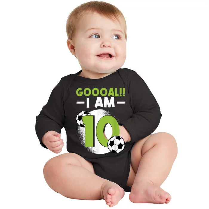 10th Birthday Soccer Themed Birthday Party 10 Years Old Baby Long Sleeve Bodysuit