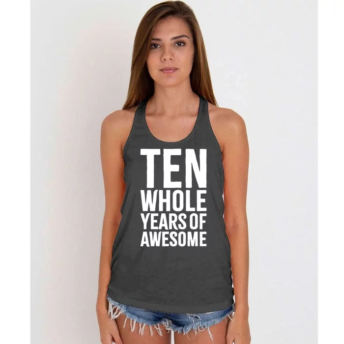 10th Birthday Shirt Gift Boy Age 10 Ten Year Old Boys Son TShirt Women's Knotted Racerback Tank