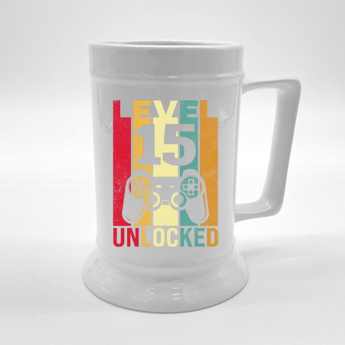 15 Birthday Son Funny Gamer 15th Birthday Front & Back Beer Stein