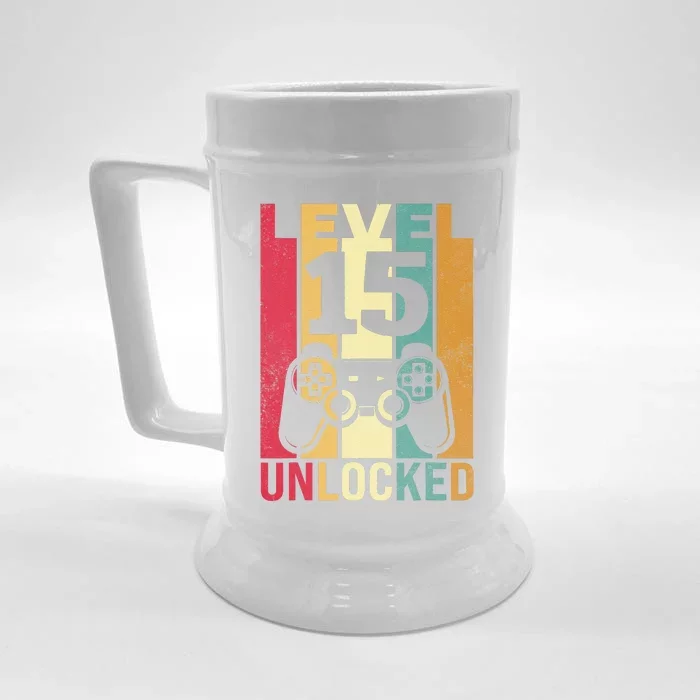 15 Birthday Son Funny Gamer 15th Birthday Front & Back Beer Stein